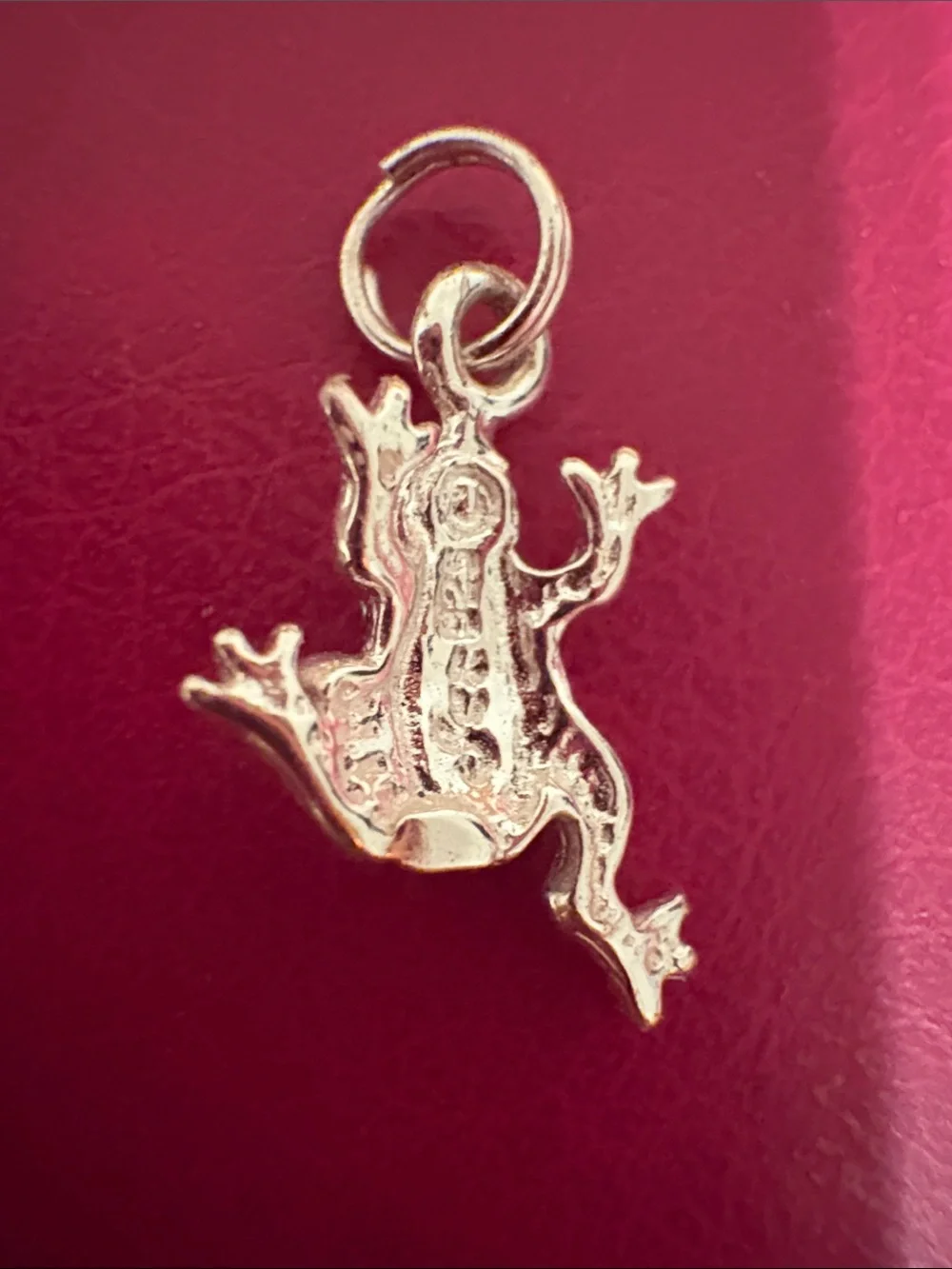 Sterling Silver Frog  Charm with Green Accents